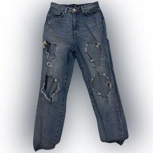 BDG Distressed Mom High-Rise Blue Jeans
